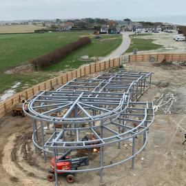 Ariel shot of the steel frame